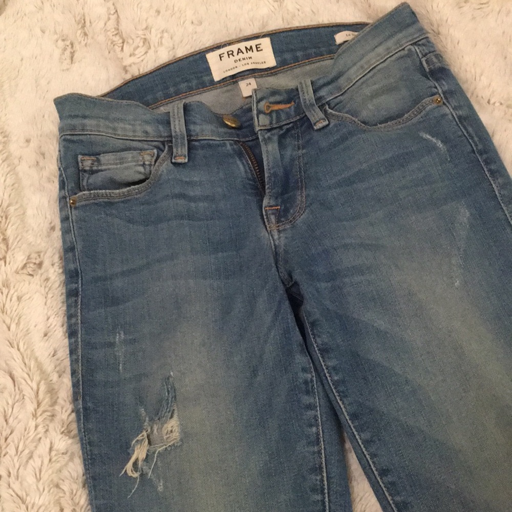 Frame denim distressed skinny jeans